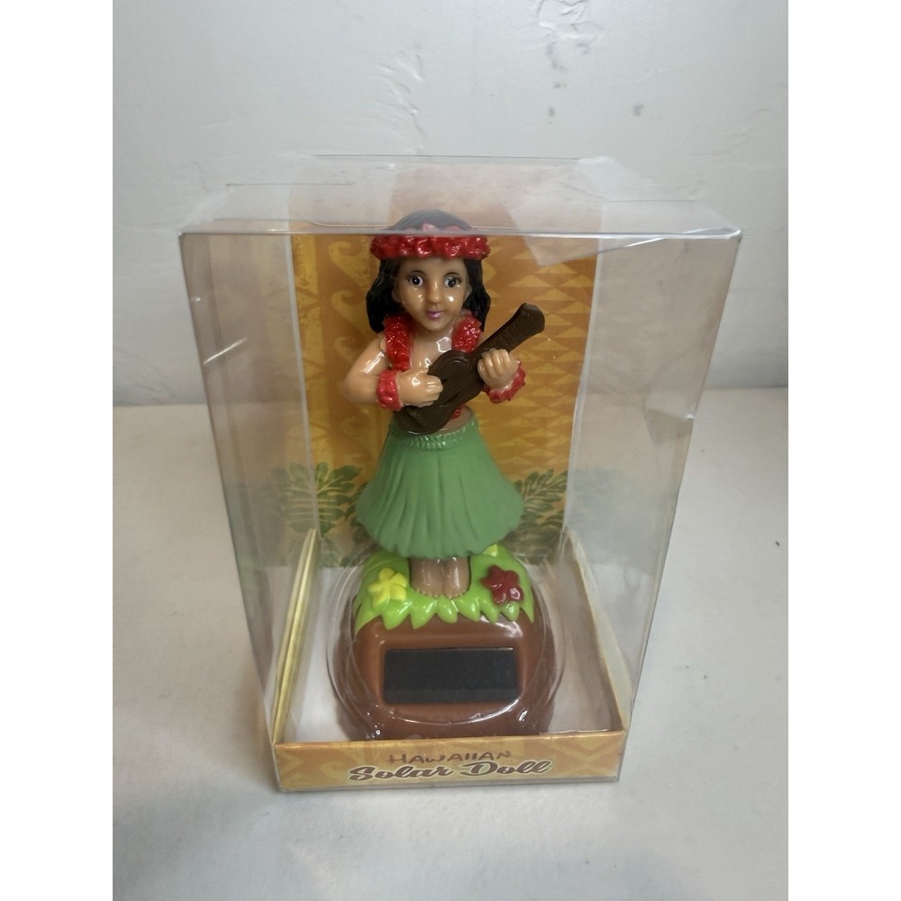 Hawaiian Solar Doll Hula Dancer Solar Powered Dashboard Decor Ukulele Girl